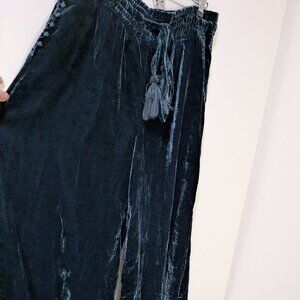 Anthropologie Hei Hei Blue Velvet Wide-Leg Pants
